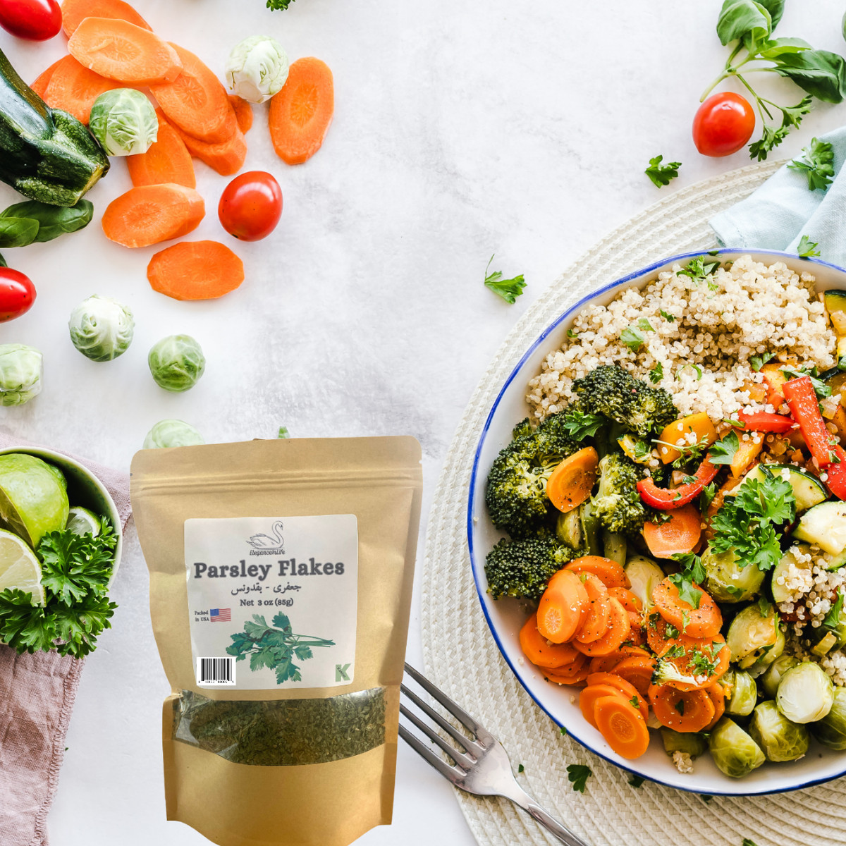 Eleganceinlife Parsley Flakes 3 oz Packed in USA Kosher Halal
