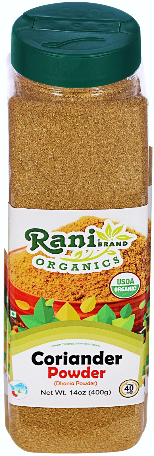 Rani Organic Coriander Powder (Dhania Powder) 14oz (400g) PET Jar