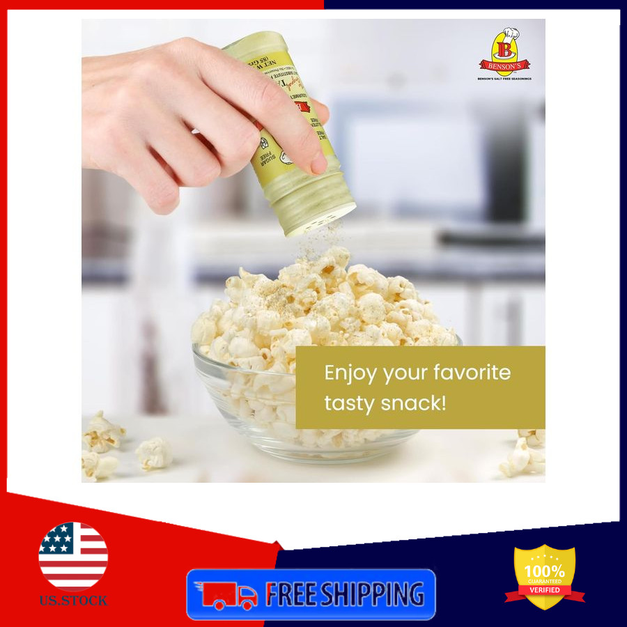 Benson’s Table Tasty Salt Substitute Popcorn Seasoning 3oz Shaker
