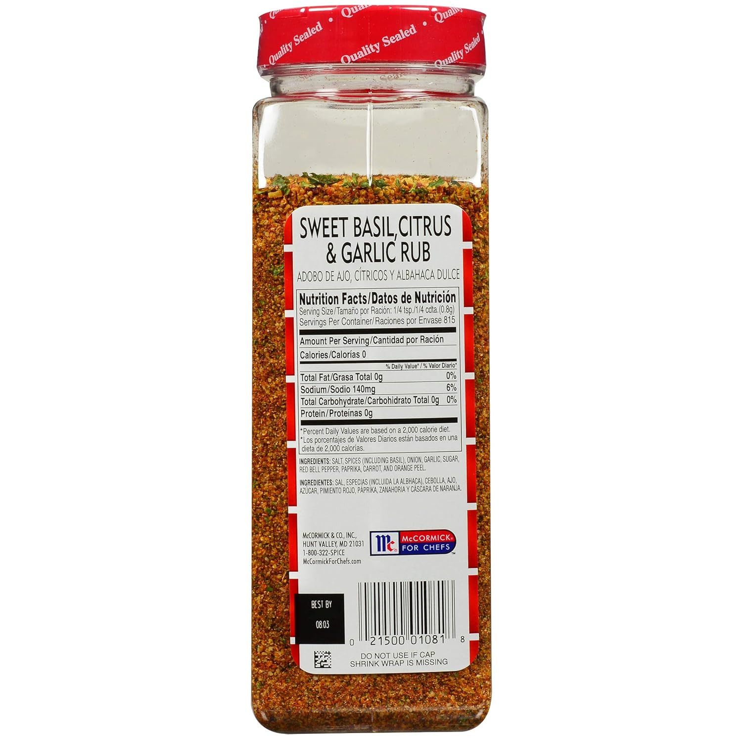 Lawry’S Sweet Basil, Citrus & Garlic Rub, 23 Oz – One 23 Ounce Container of Swee