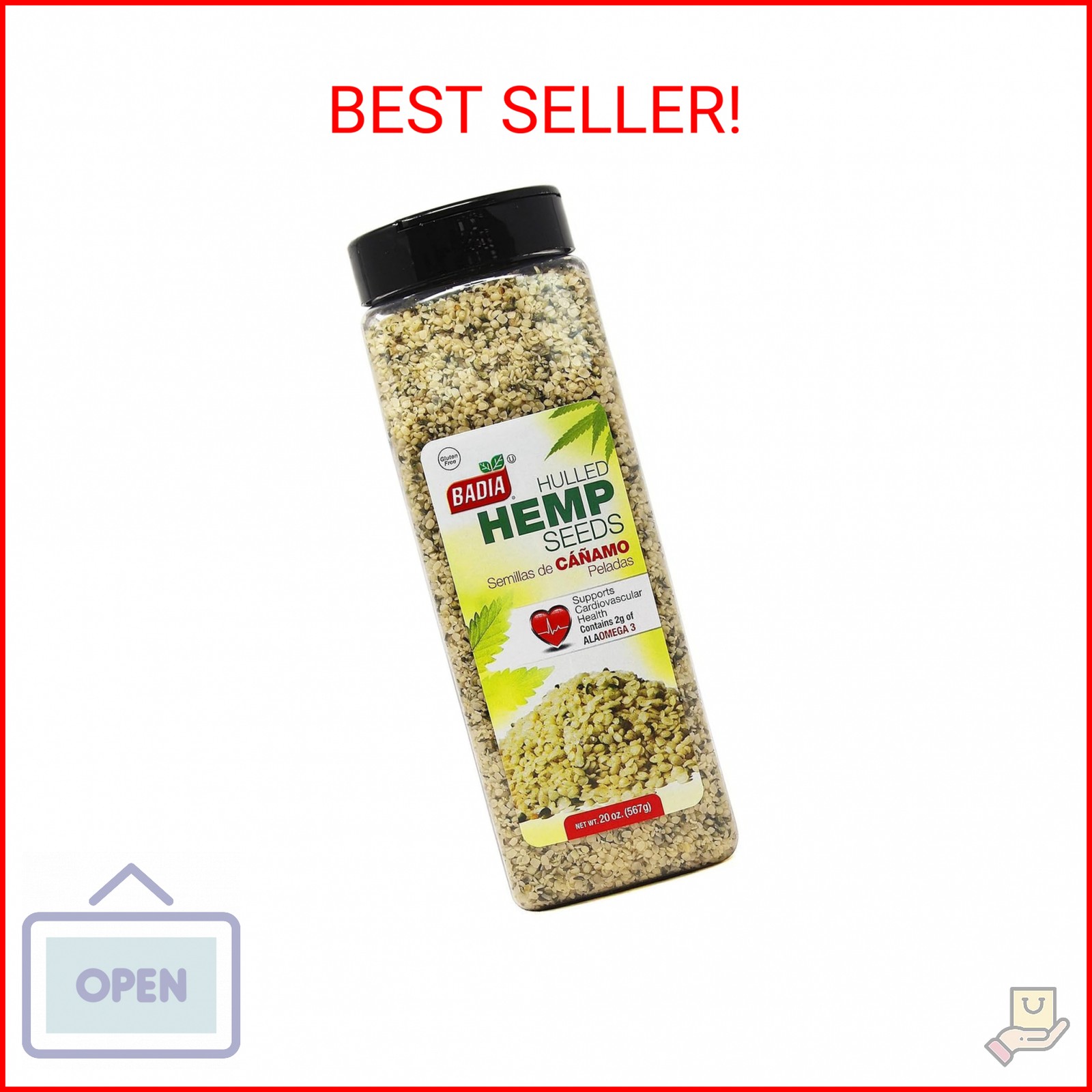 Badia Hulled Hemp Seeds, 20 oz, Hemp Hearts, Protein, Fiber, Vitamins & Minerals