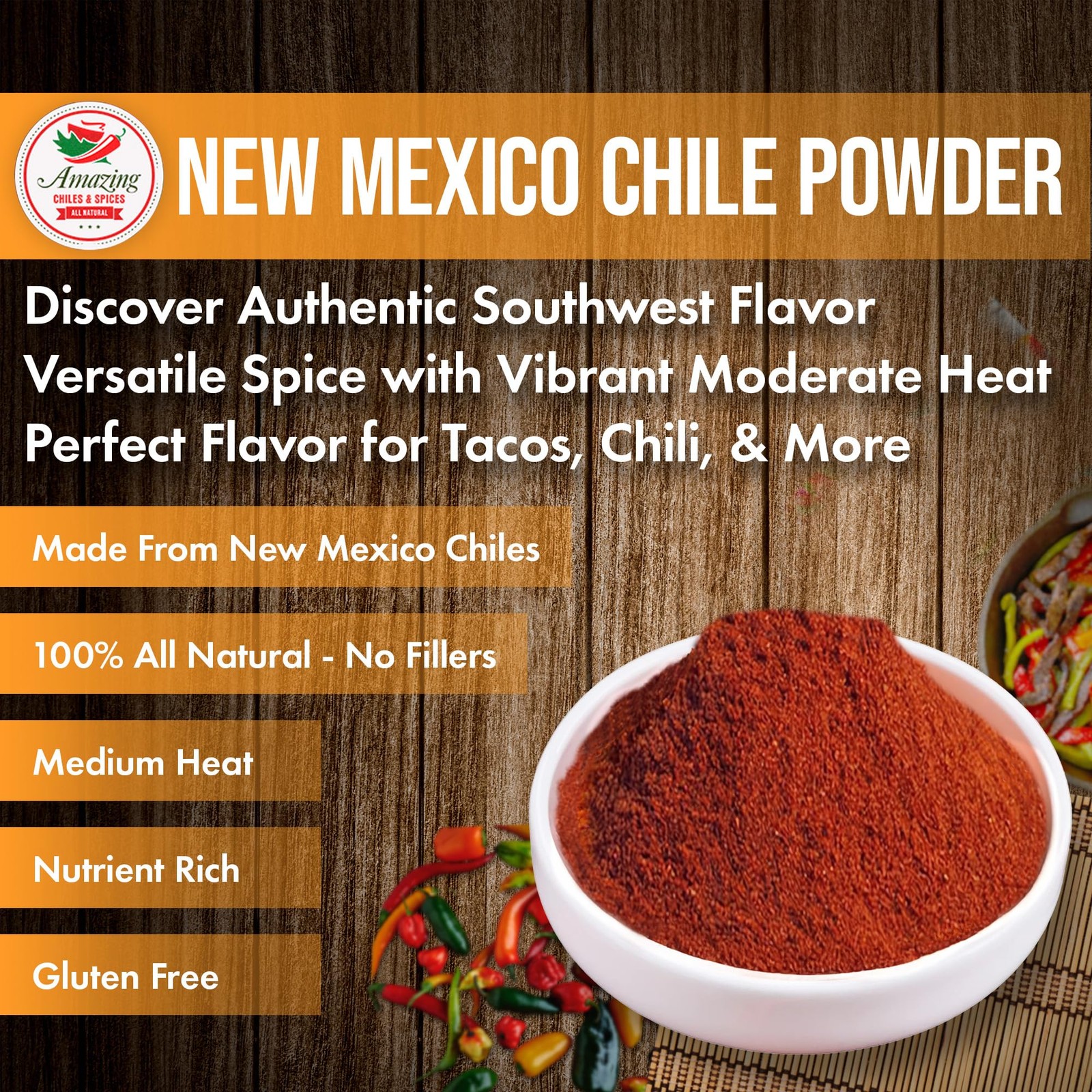 New Mexico Chili Powder (4oz) – Natural and Premium. 4 Ounce (Pack of 1)