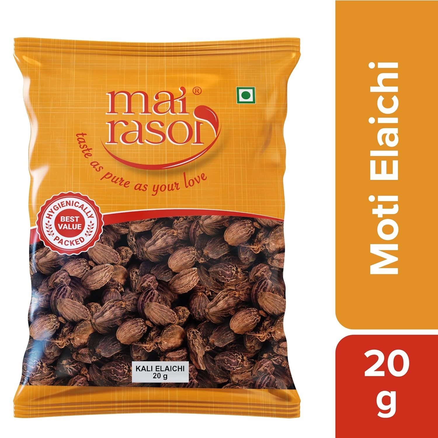 MAI RASOI Black Cardamom/Badi Elaichi Sabut/Moti Kali Elaichi Whole (20 Gm)