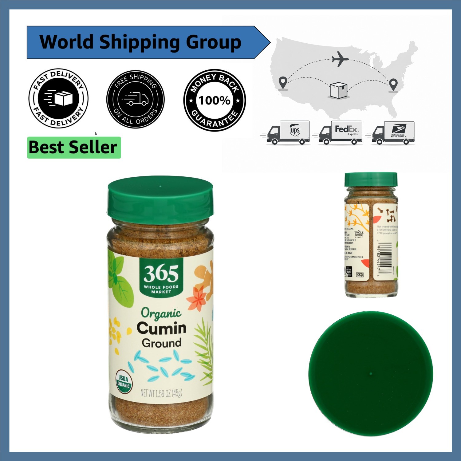 Organic Ground Cumin – 1.59 Ounce for Indian & Mexican Cuisine