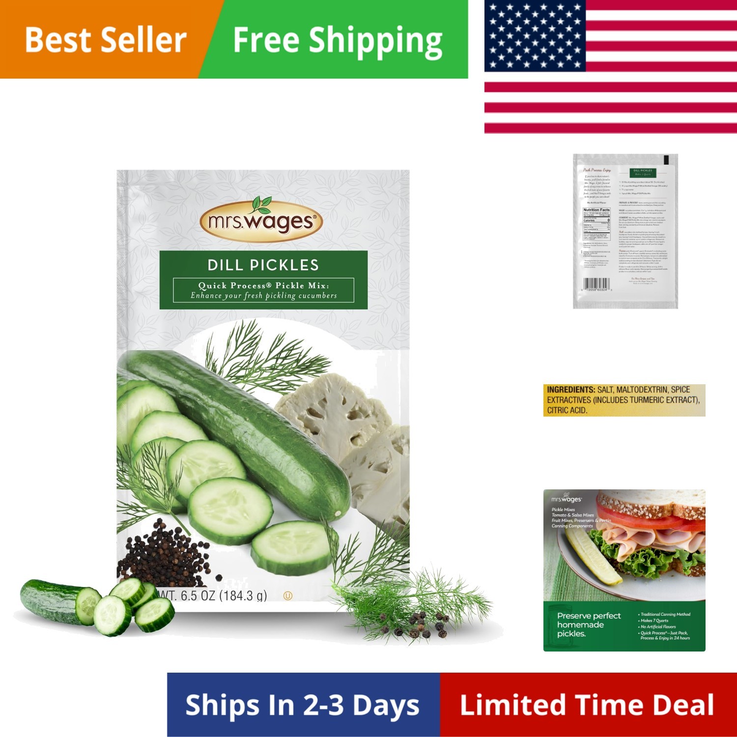 Quick Process Dill Pickle Mix, Quick and Easy, Simple-To-Use, Traditional Pic…