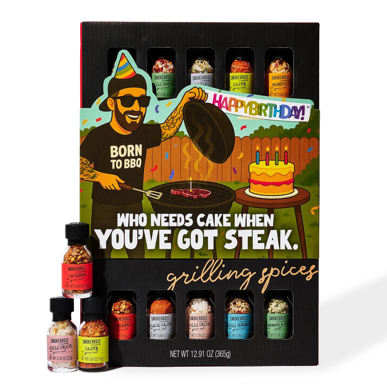 Smokehouse by Thoughtfully, Gourmet Ultimate Grilling Spice Set with Birthday