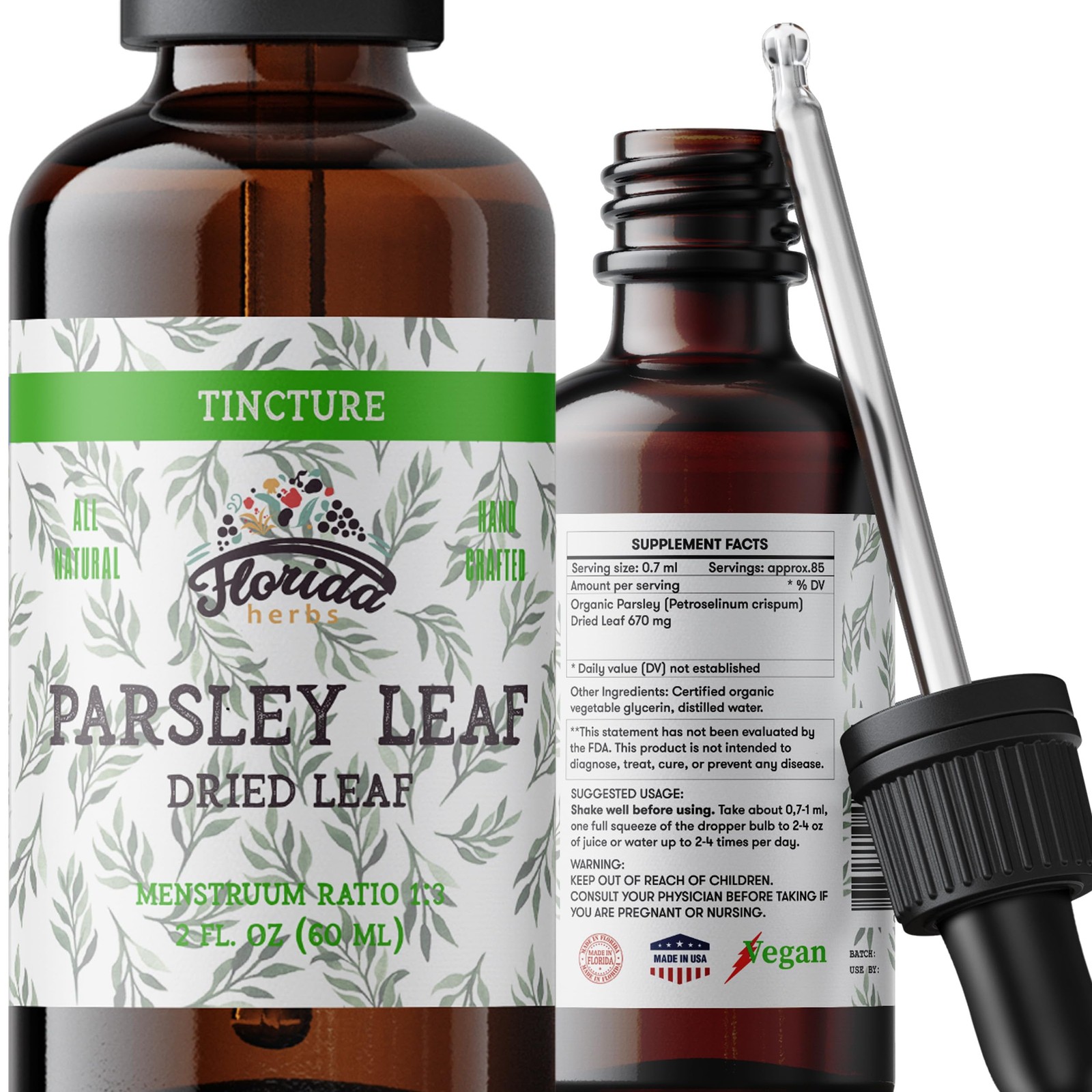 Parsley Leaf Tincture Alcohol-Free Extract, Organic Parsley (Petroselinum cri…