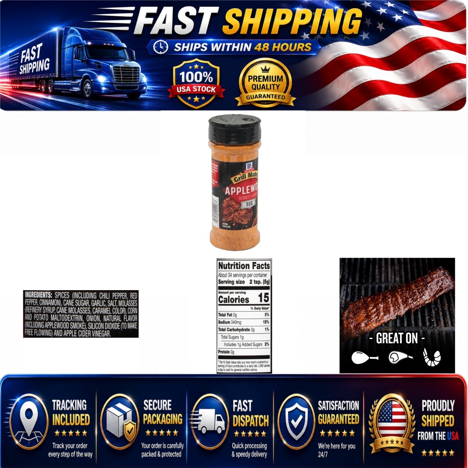 McCormick Grill Mates Applewood Rub 6 oz – Smoky Sweet Seasoning