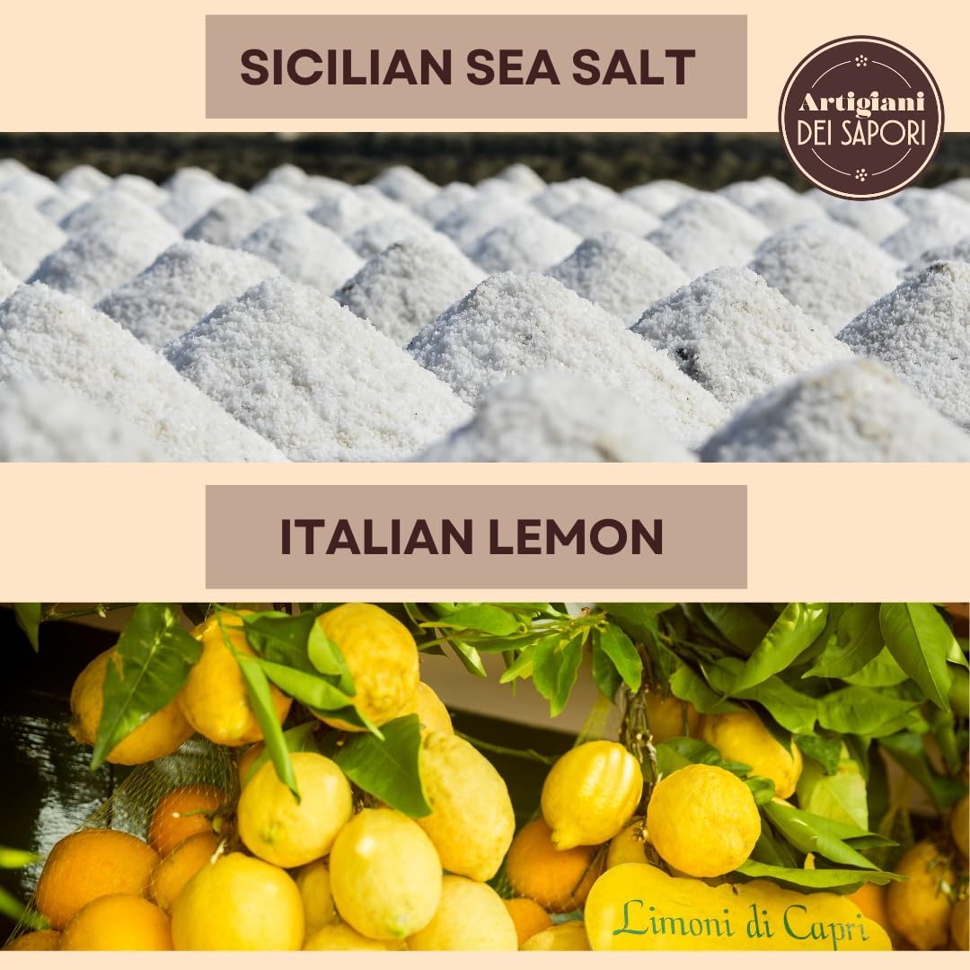 ARTIGIANI DEI SAPORI – Sicilian Sea Salt with Lemon 7 Ounce (Pack of 1)