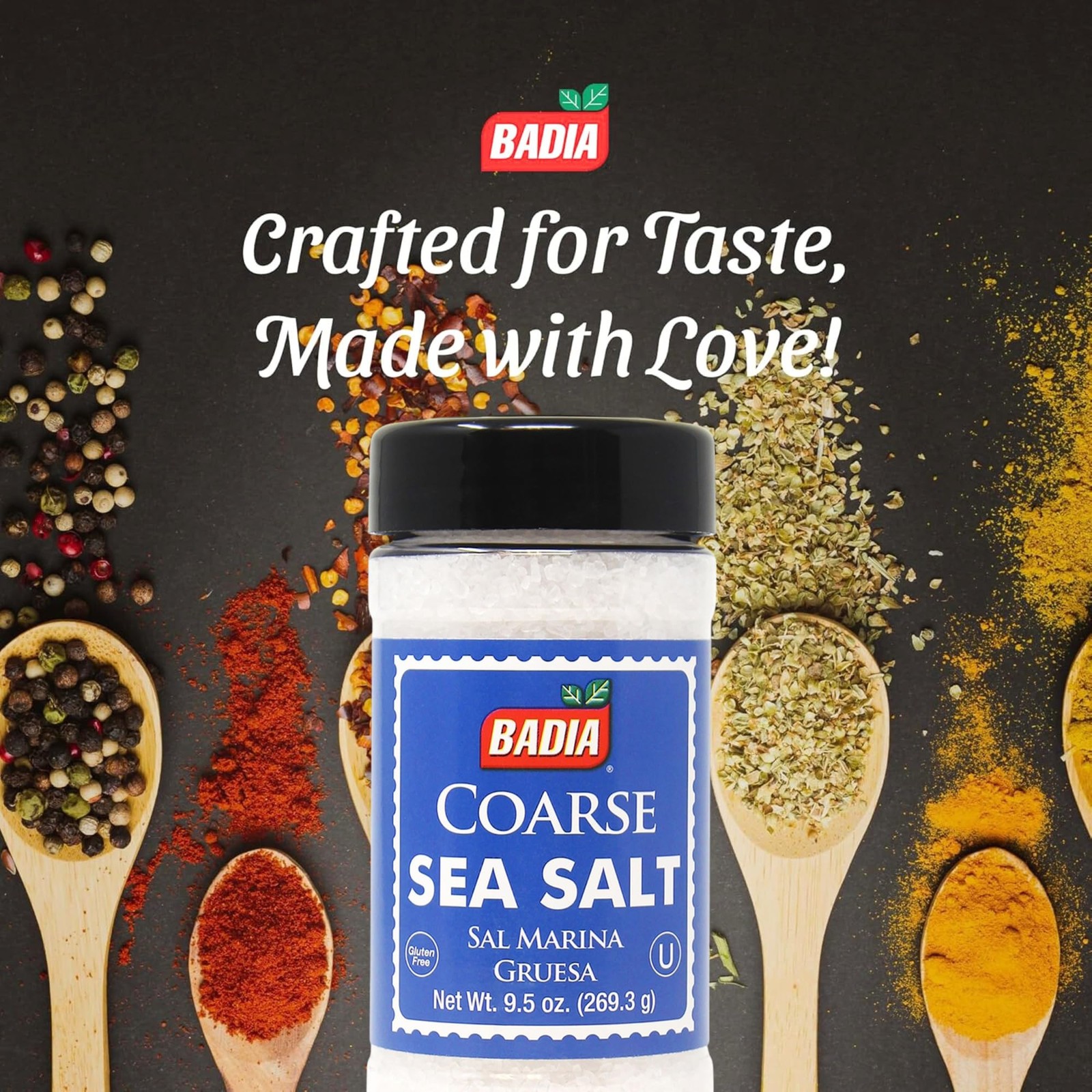 Badia Coarse Sea Salt, 9.5 oz – Natural Crystal Salt Ounce (Pack of 1)