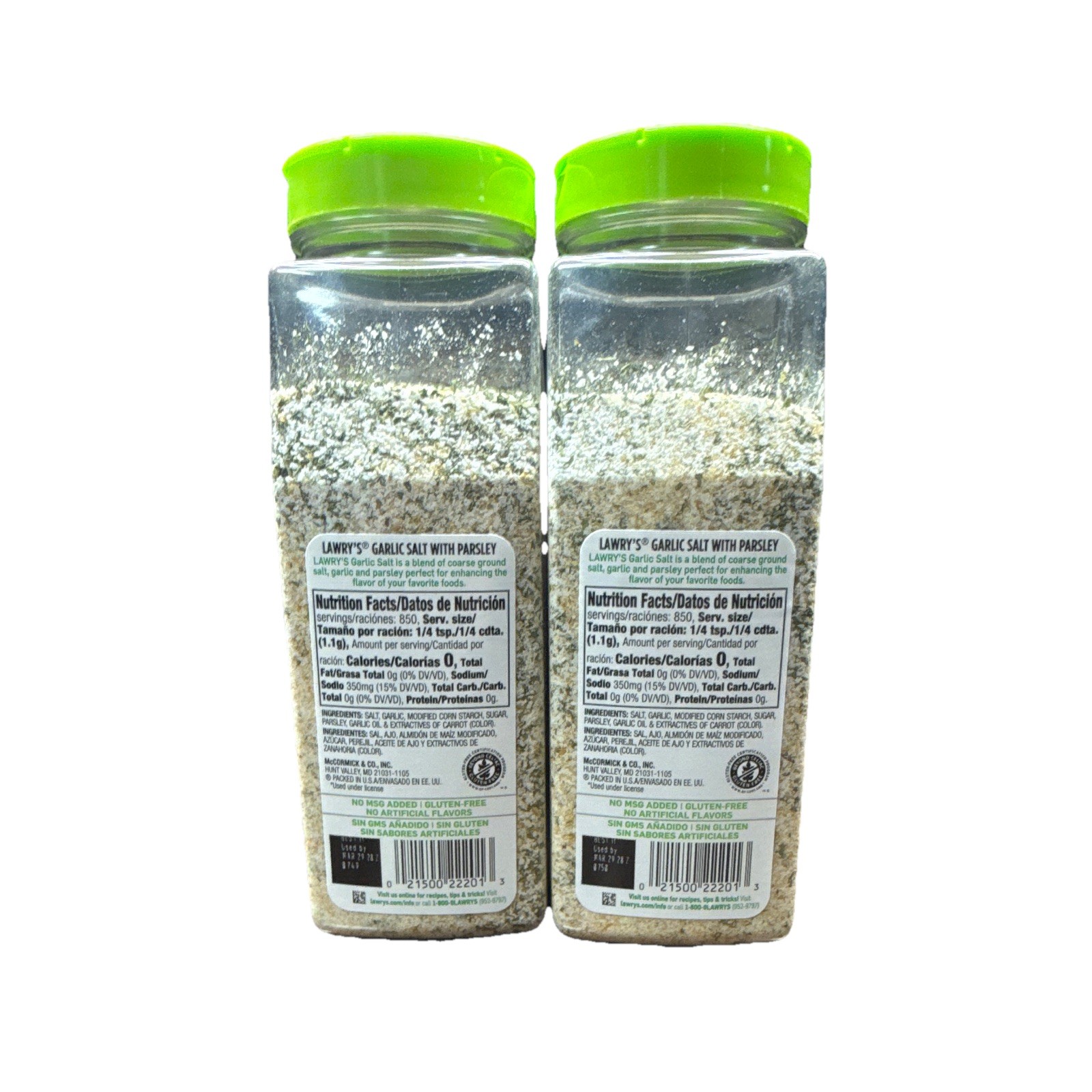 Lawry’s Garlic Salt Coarse Ground with Parsley, 30 oz Bottles, 2 Pack