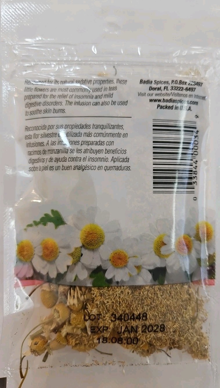 Badia Gluten Free Chamomile Little Flowers For Tea 1 Pack .25 Oz Relief Insomnia