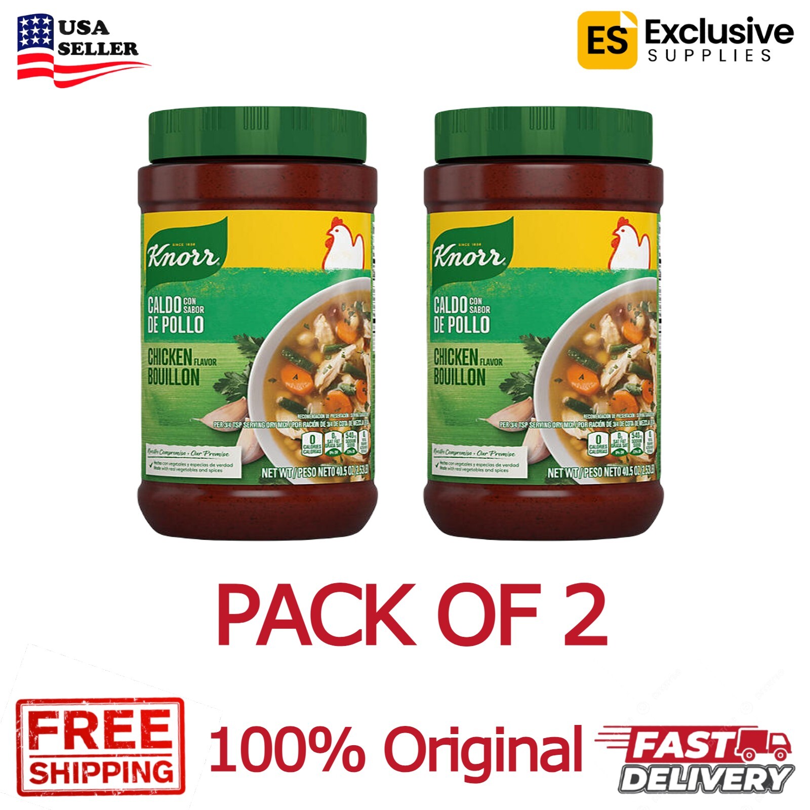 PACK OF 2 – Knorr Granulated Chicken Bouillon (40.5 oz) Total 81 oz