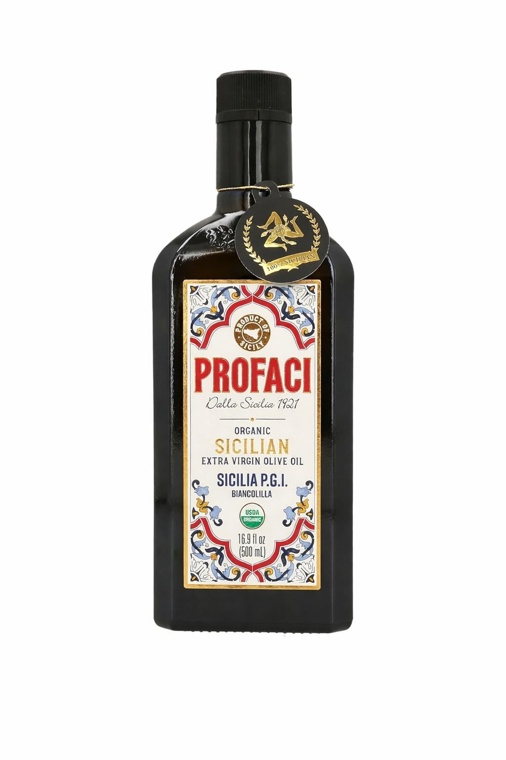 Profaci Sicilian Organic Extra Virgin Olive Oil, 100% Biancolilla Olives, Col…