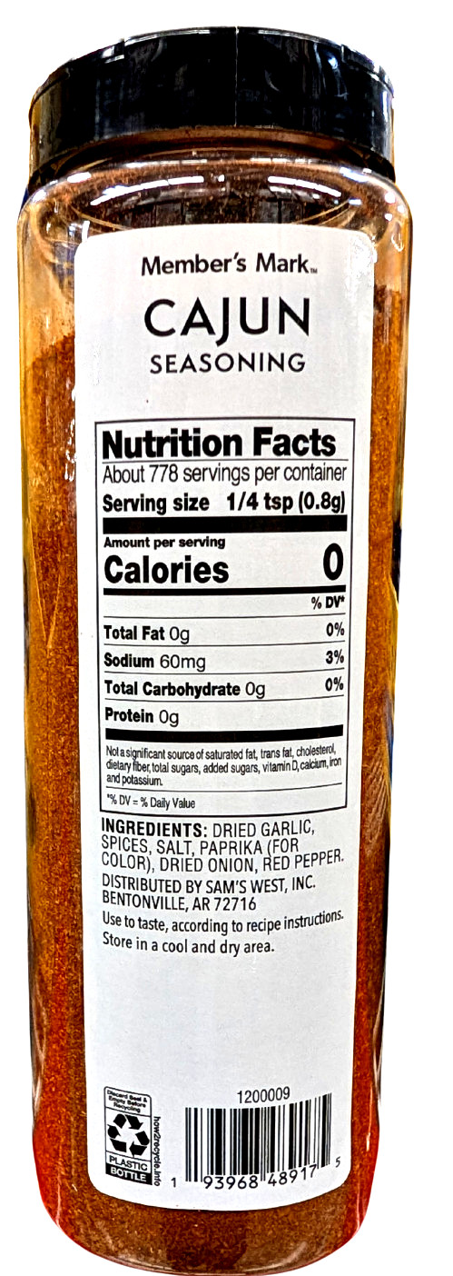 Member?s Mark Cajun Seasoning 22 Oz EXP 07/2028