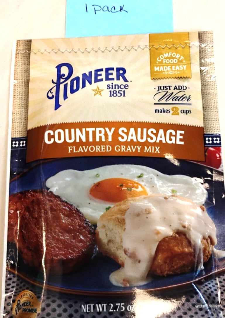 Pioneer Country Sausage Gravy Mix 2.75 oz Peppered Cream Sauce 1 Pack or 3 Pack