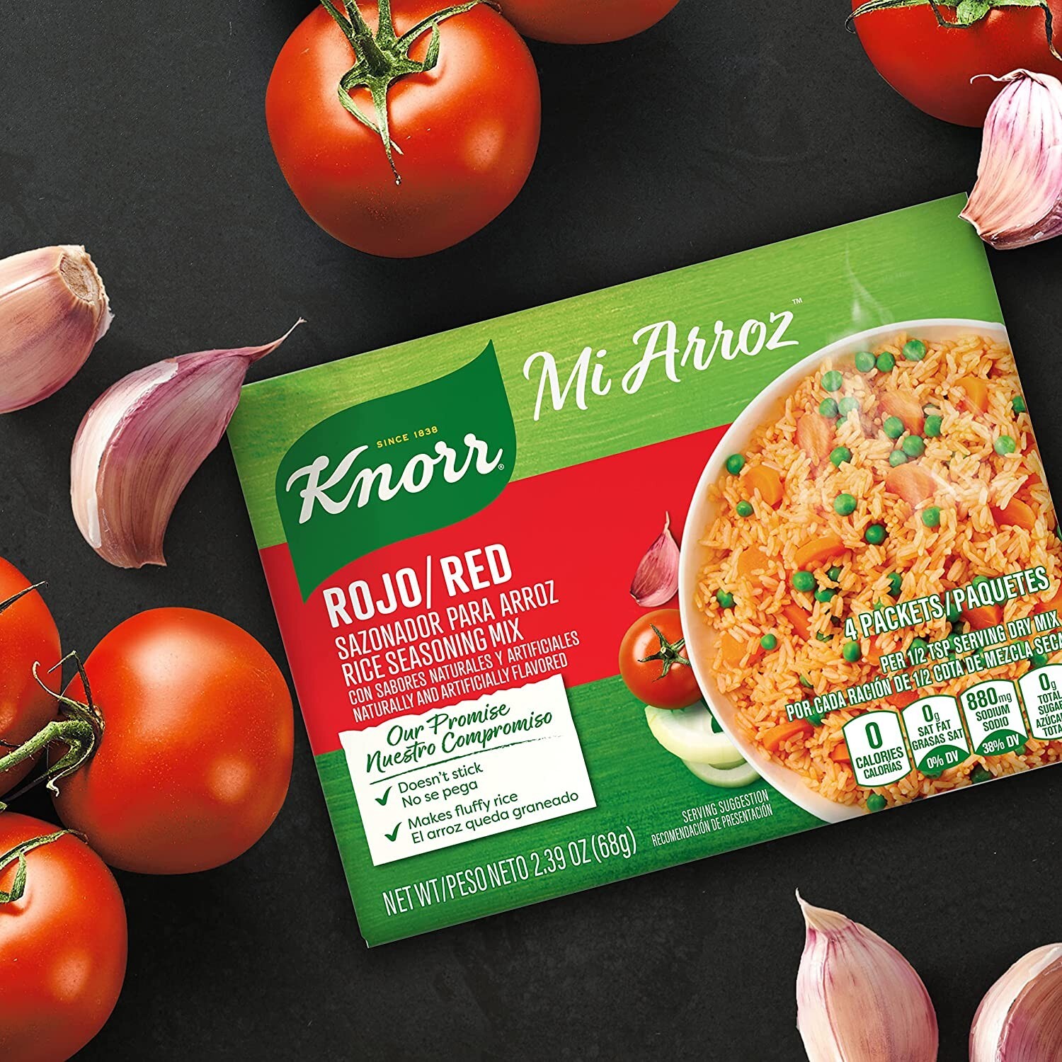 Knorr Mi Arroz Rice Seasoning Mix Rojo/Red 2.39 oz 4 Count, Pack of 6