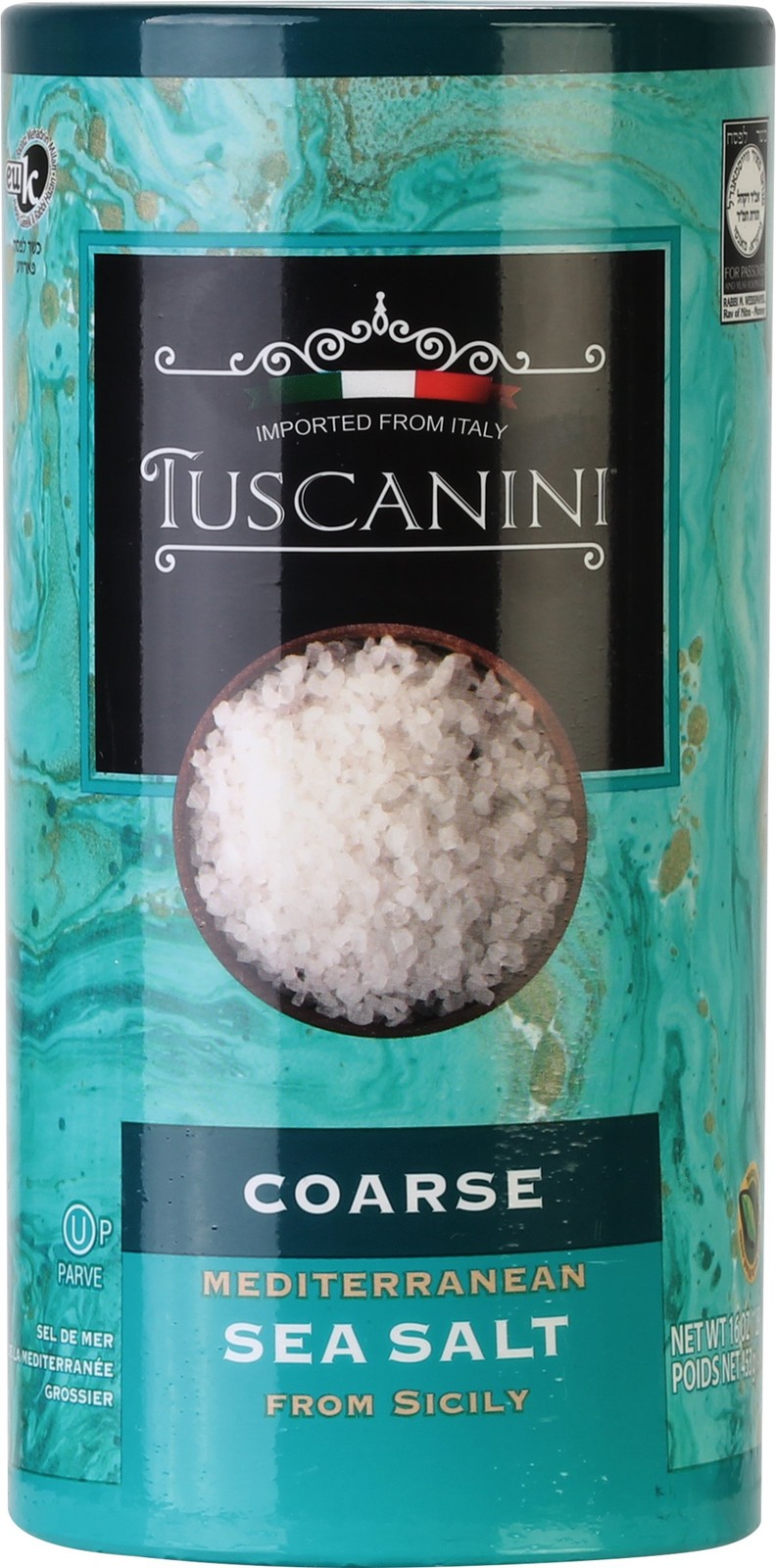 Tuscanini Coarse Mediterranean Sea Salt 16 Ounce Kosher Authentic Flavor