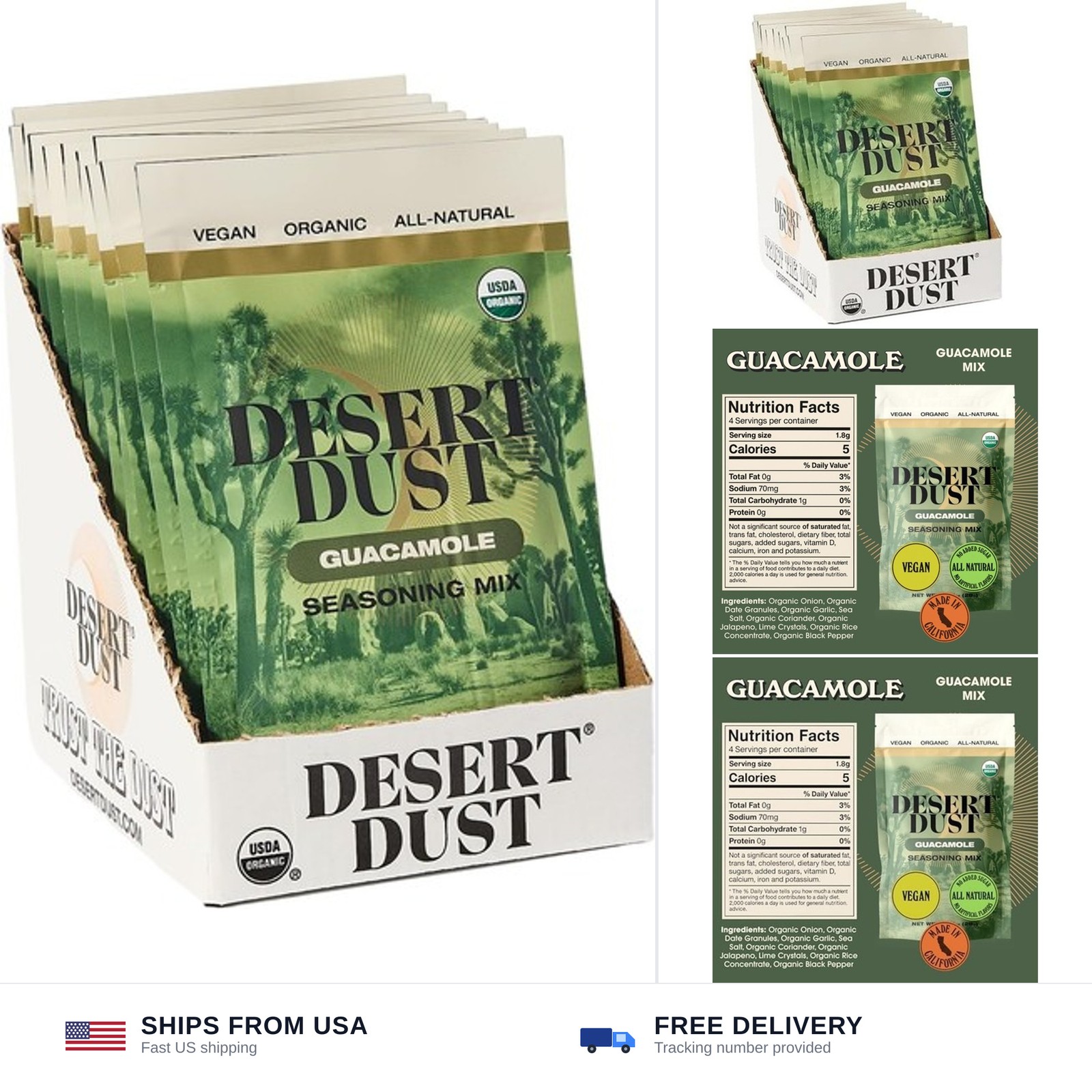 Desert Dust Guacamole Seasoning – 12 Pack Shelf Caddy | Organic, Vegan, Glute…