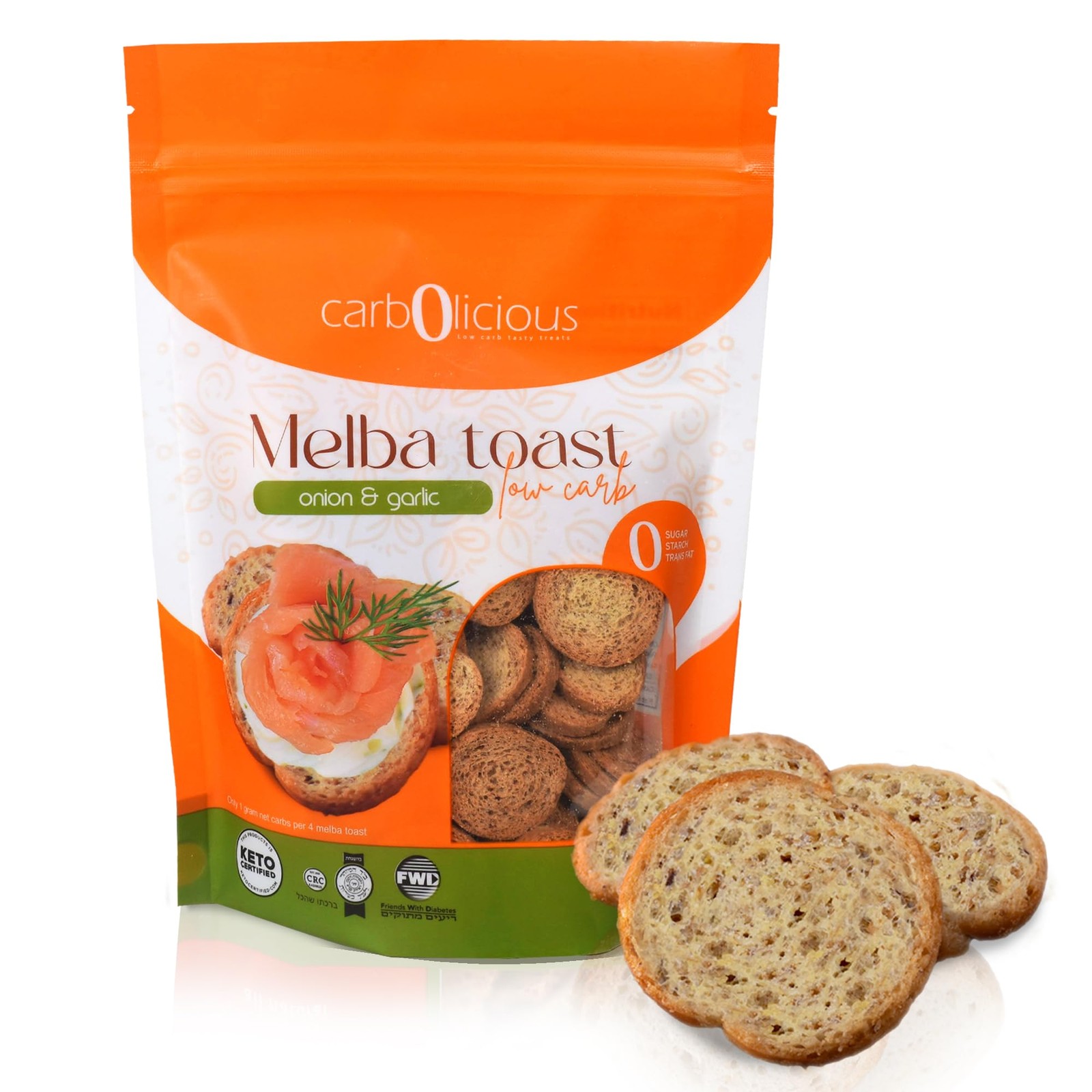 Low Carb Melba Toast ONION & GARLIC, Kosher & Keto, 4 oz.