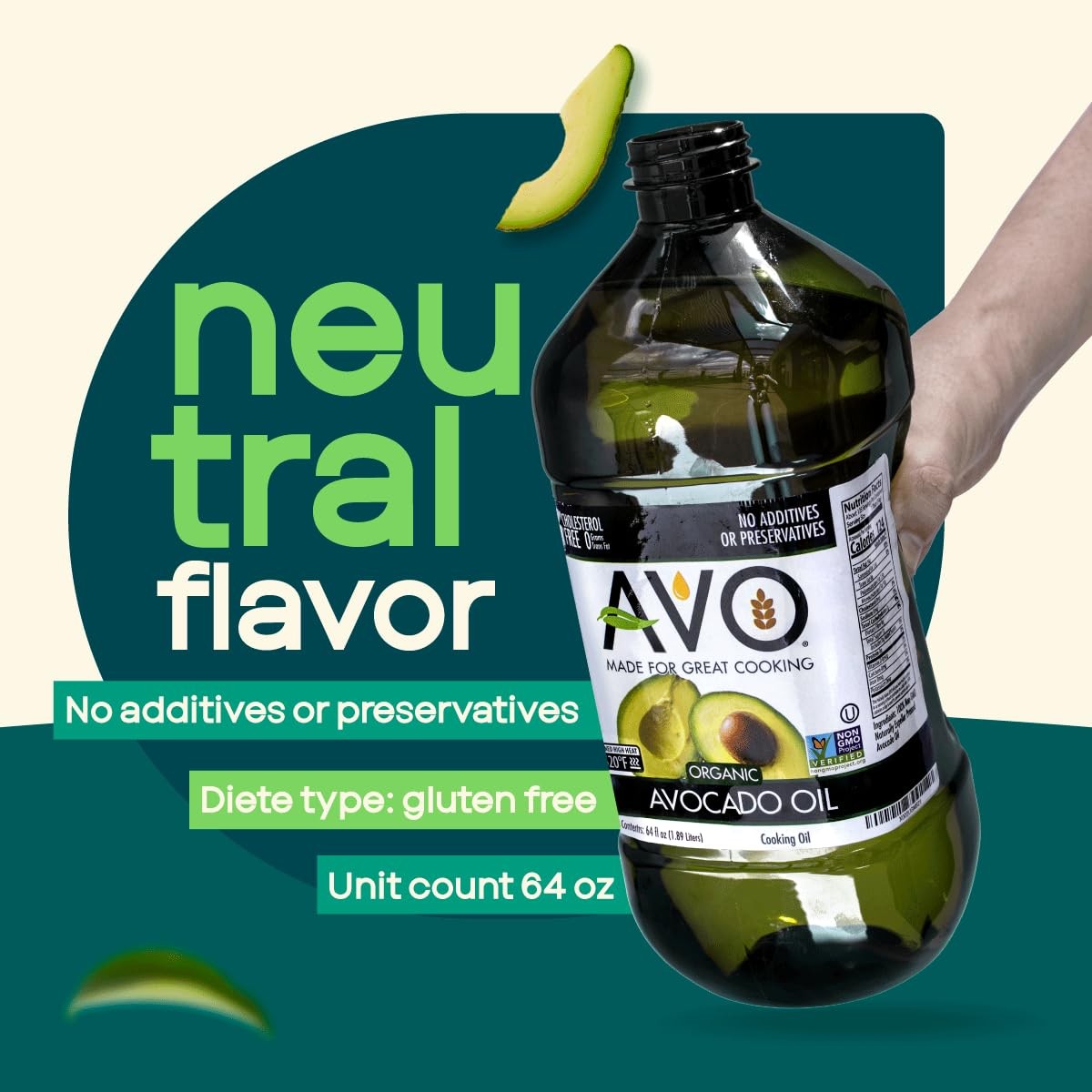 AVO ORGANIC AVOCADO Oil Frying, Baking, Non-stick Sautéing, Salads, Vinaigrette