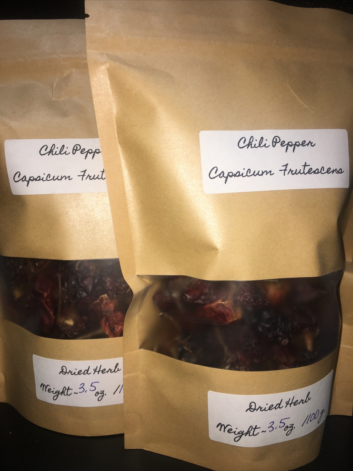 Dried Whole Ghost Peppers Chile Pepper Pods Capsicum Frutescens 3.5oz X 2 pkgs
