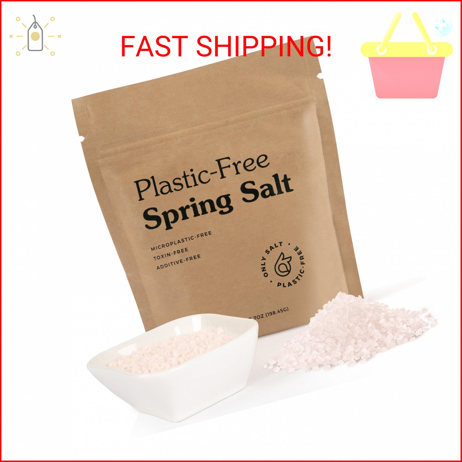 Ancient Spring Salt – Organic, Natural – Microplastic & Toxin Free – 7oz Pouch