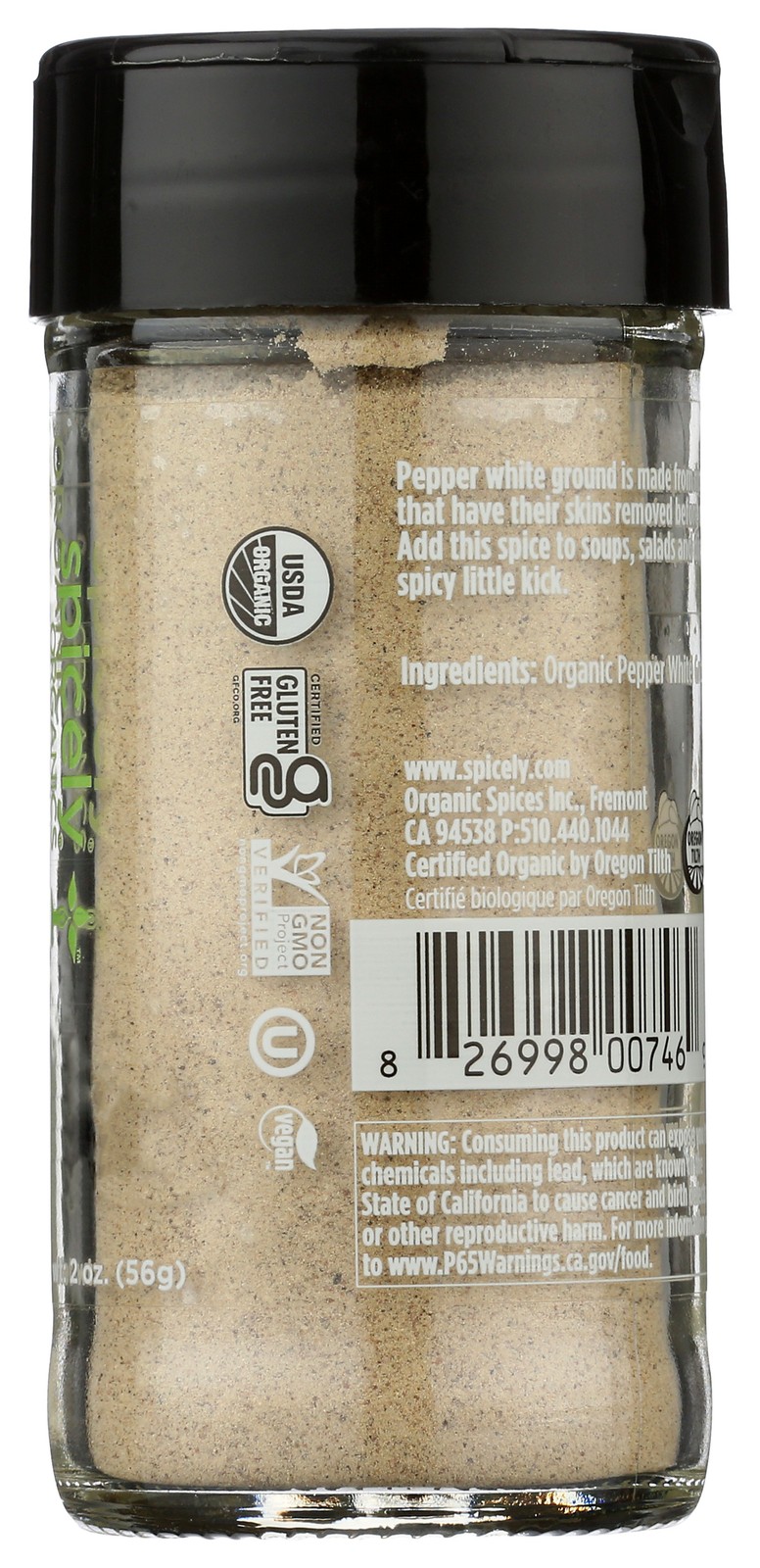 Organic White Ground Pepper 2 Oz By Spicely Organics Spice 3 Pack