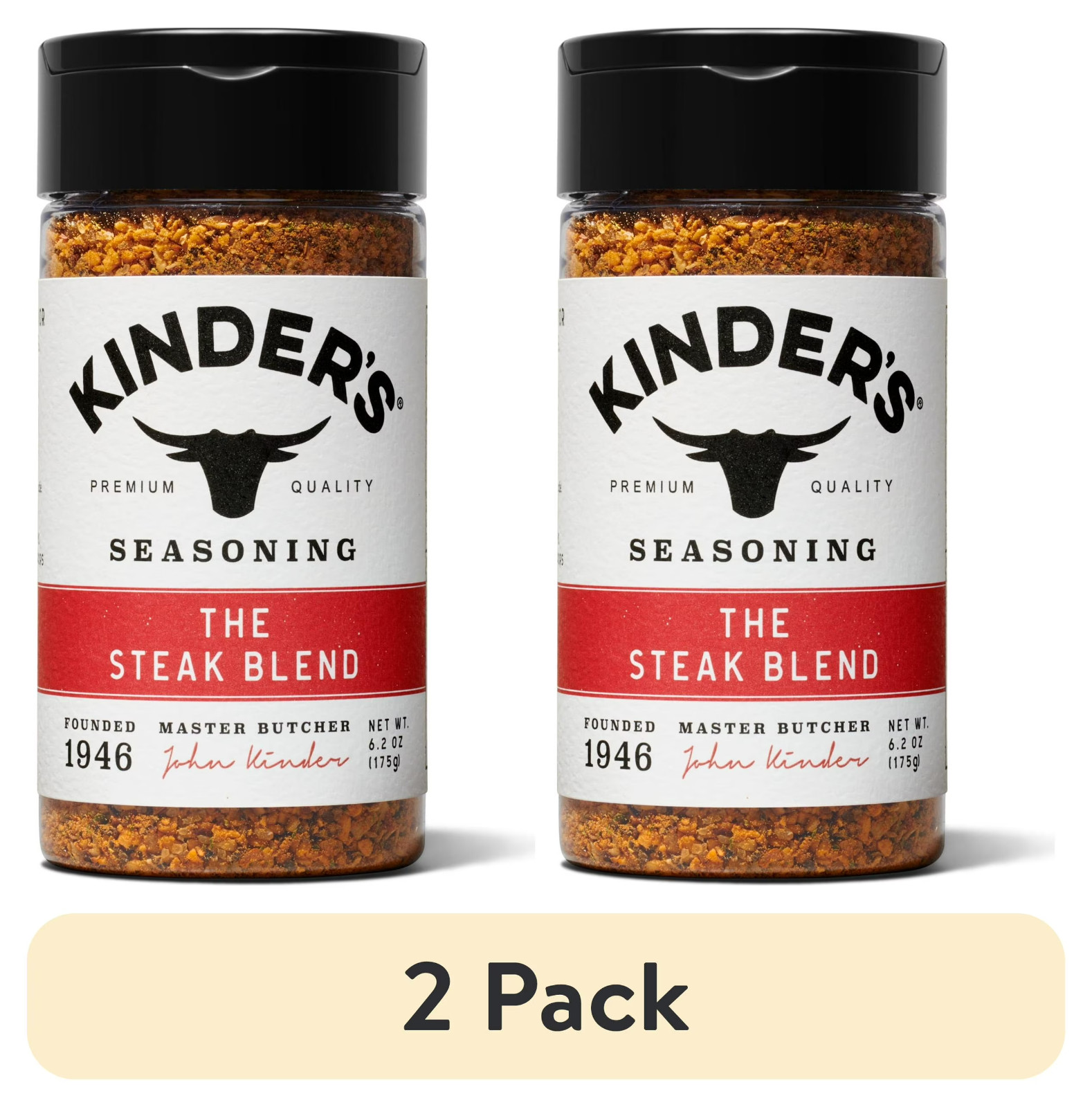 Kinder’s Steak Blend Seasoning Premium Quality Beef Chicken Pork 6.2 oz (2 Pack)