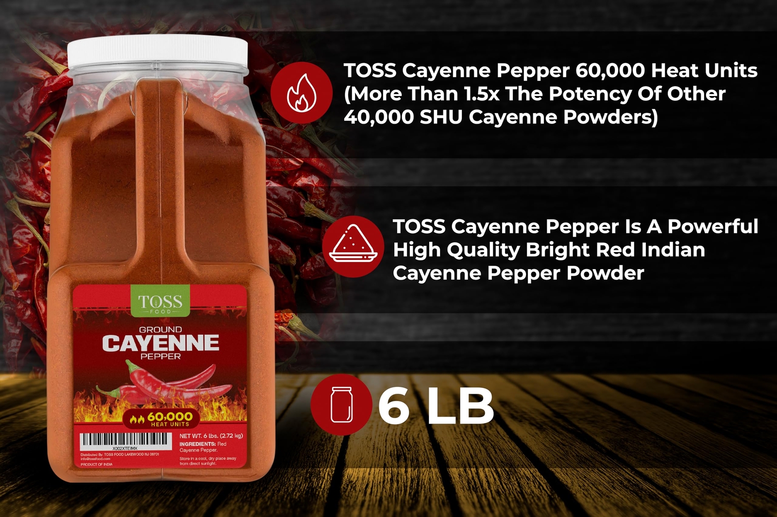 Extra Hot Cayenne Pepper Powder Bulk 60,000 Heat Units 6 LB, Ground Cayenne P…