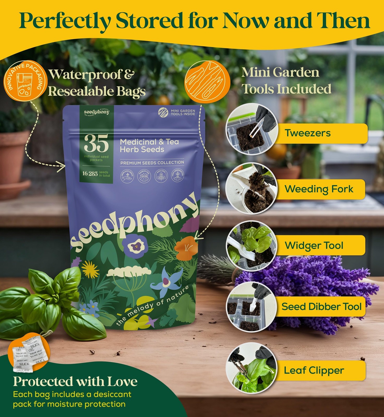 35 Medicinal & Tea Herb Seeds Variety Pack – 16,285+ Non-GMO Heirloom Herbs Seed