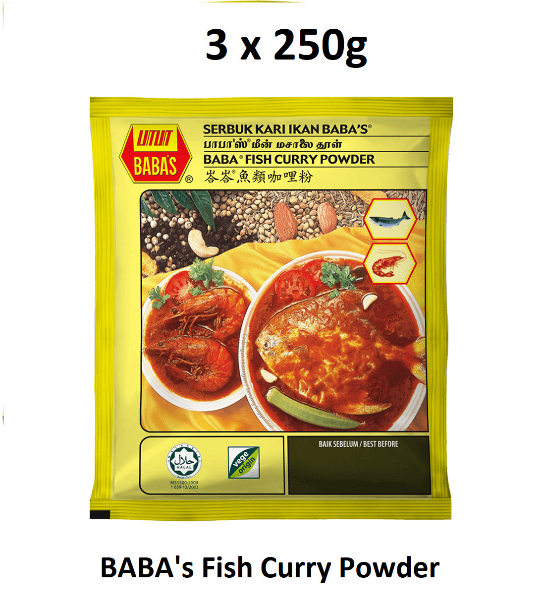 BABA’s Fish Curry Powder – 3 pack x 250g