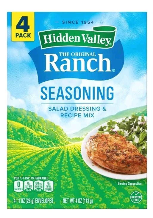4 Pack Hidden Valley Ranch Seasoning Salad Dressing & Recipe Mix 1 Oz Each