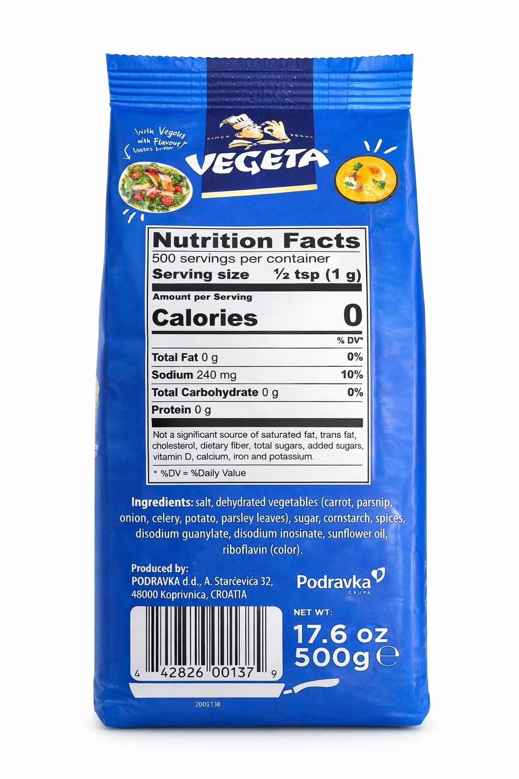 Vegeta, Gourmet Seasoning, No MSG, 17.6oz 500g bag 17.6 Ounce (Pack of 1)