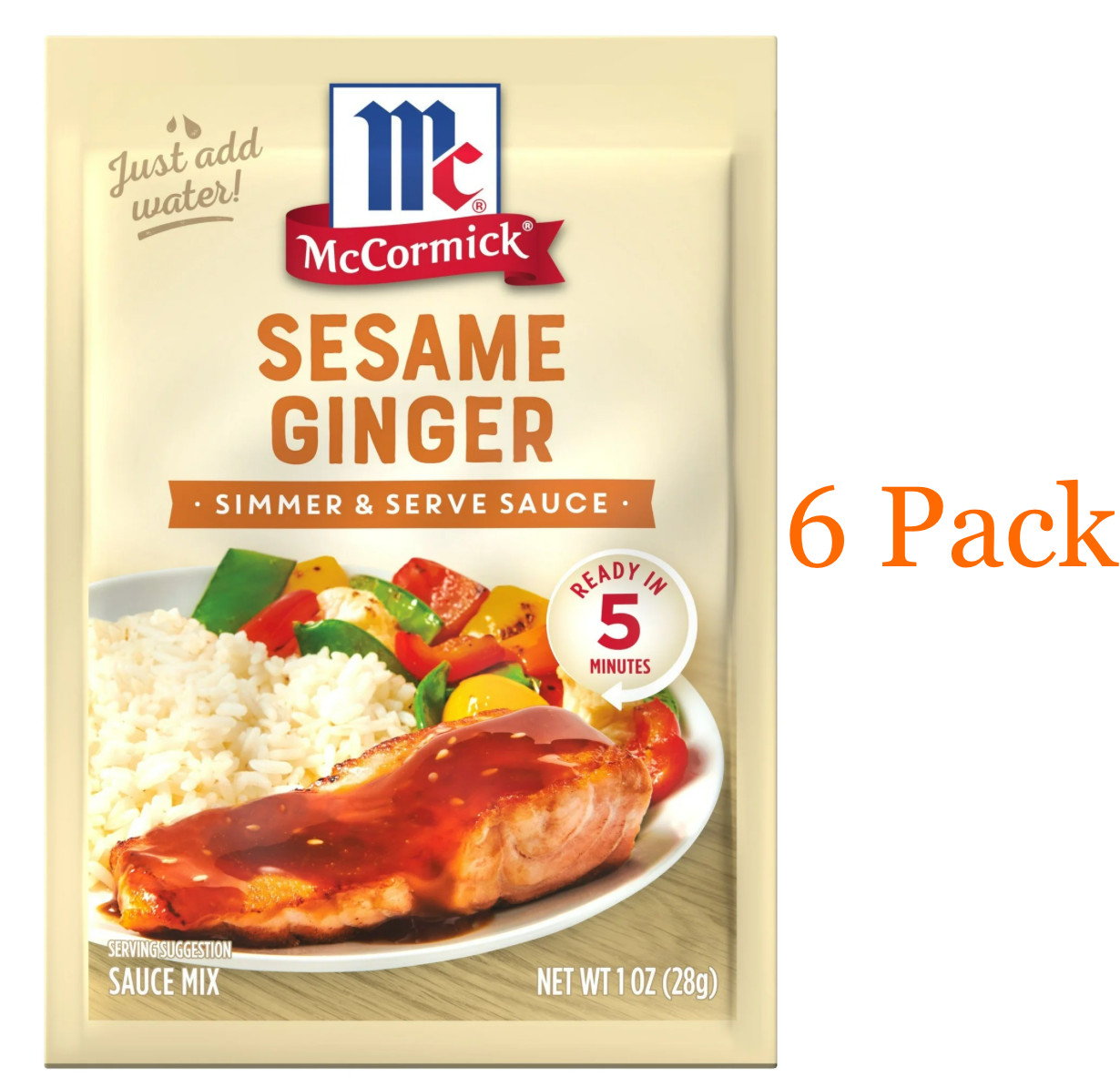 McCormick Sesame Ginger Simmer & Serve Sauce Mix Pack (6 PACKS) 1 oz ea