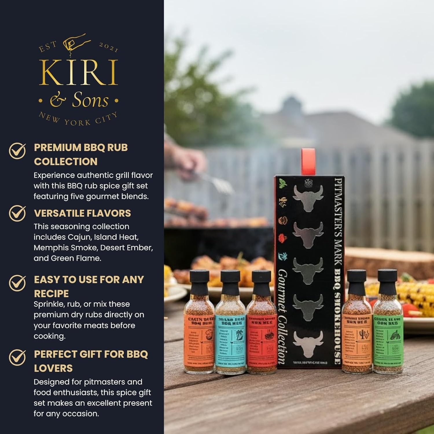 5 Piece Smokehouse BBQ Rubs Gift Set Gourmet Smoked BBQ Seasoning Blends