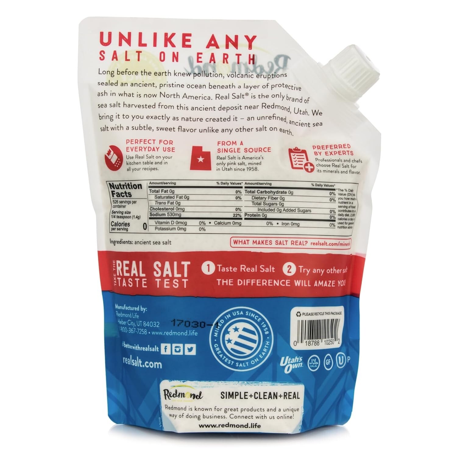 Redmond Real Salt – Ancient Fine Sea Salt, Unrefined Mineral, 16 Ounce pack of 1