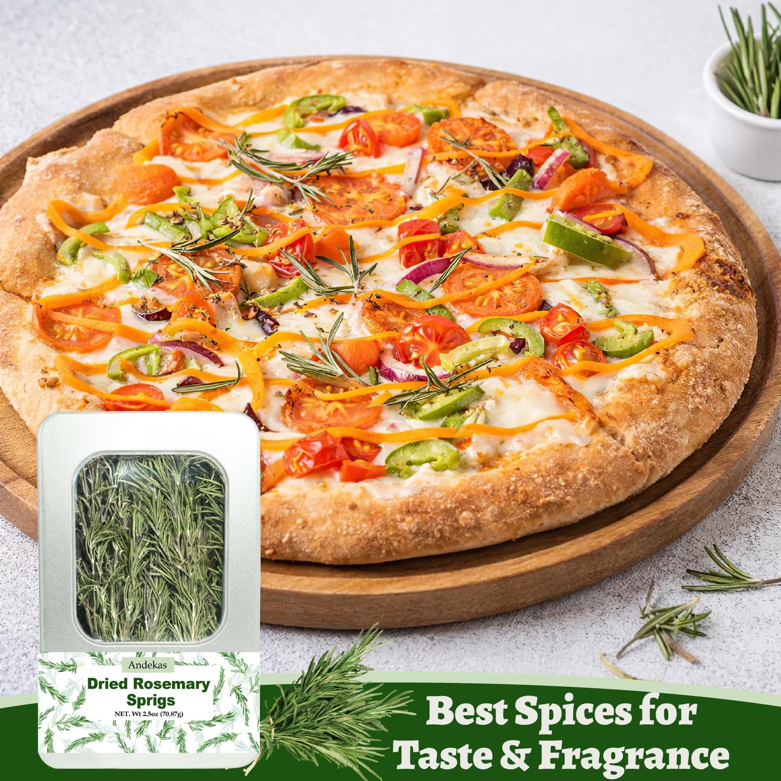 30–35PCS Dried Whole Rosemary Sprigs, 2.5oz Natural Spices in ClearWindow Tin…