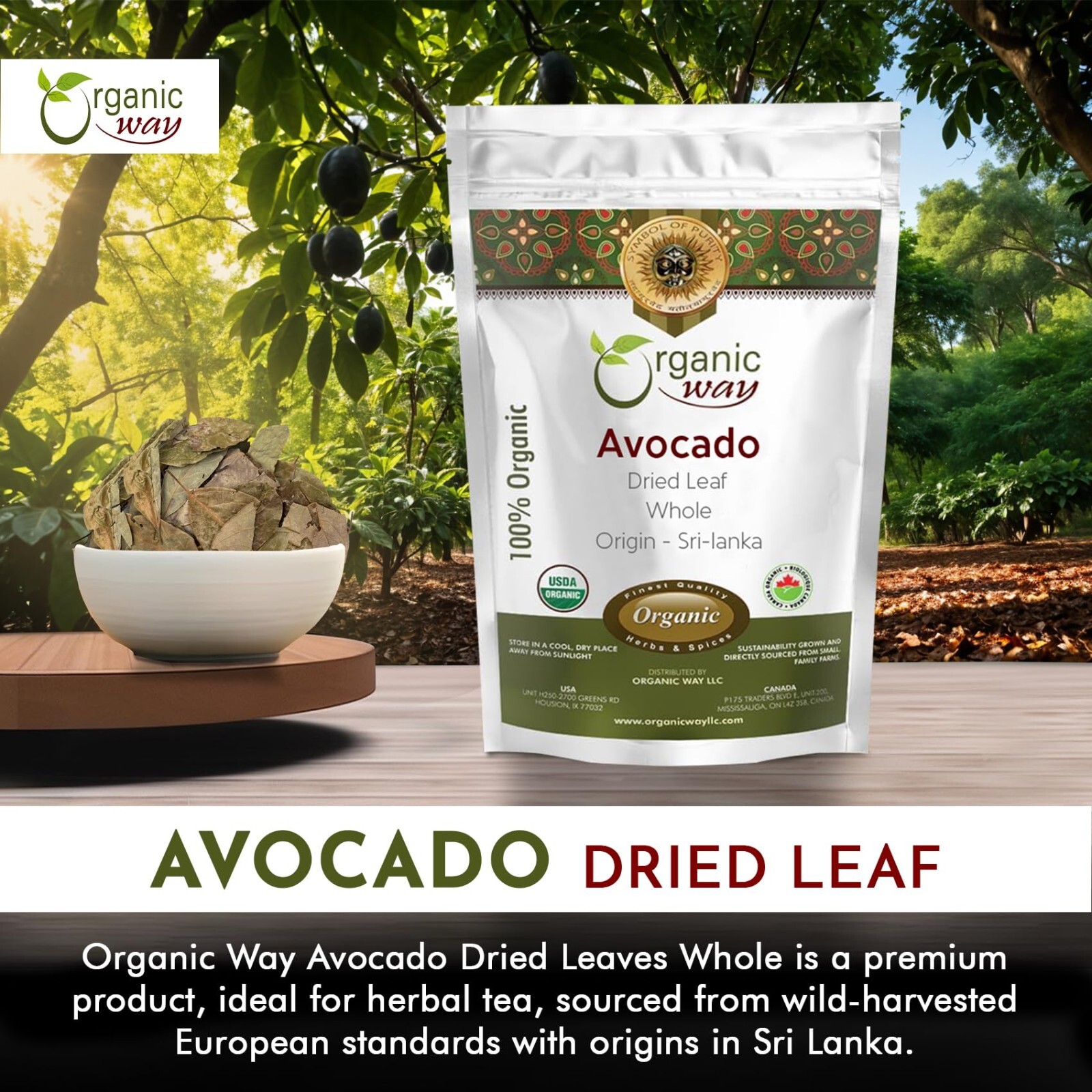 Organic Way Avocado Dried leaves Whole (4 Oz)