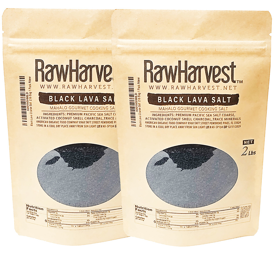 RawHarvest Hawaiian Style Black Lava Coarse Salt 2 Lbs/ Value Pack