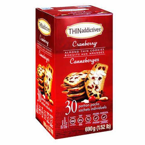 Big Box 30 packs Thin Addictives Almond Thins Cranberry 24oz 1.5lbs 681g