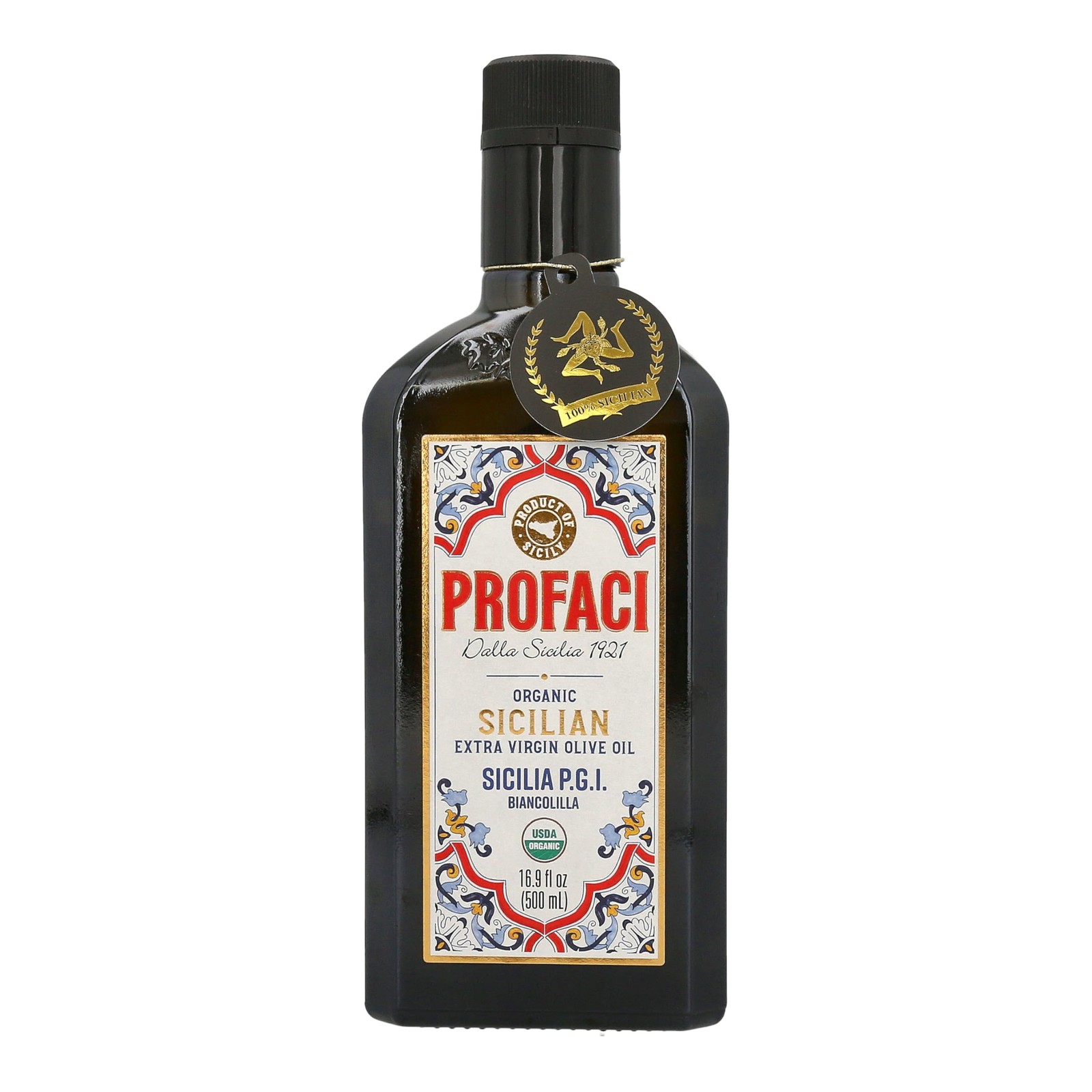 Profaci Sicilian Organic Extra Virgin Olive Oil, 100% Biancolilla Olives, Col…