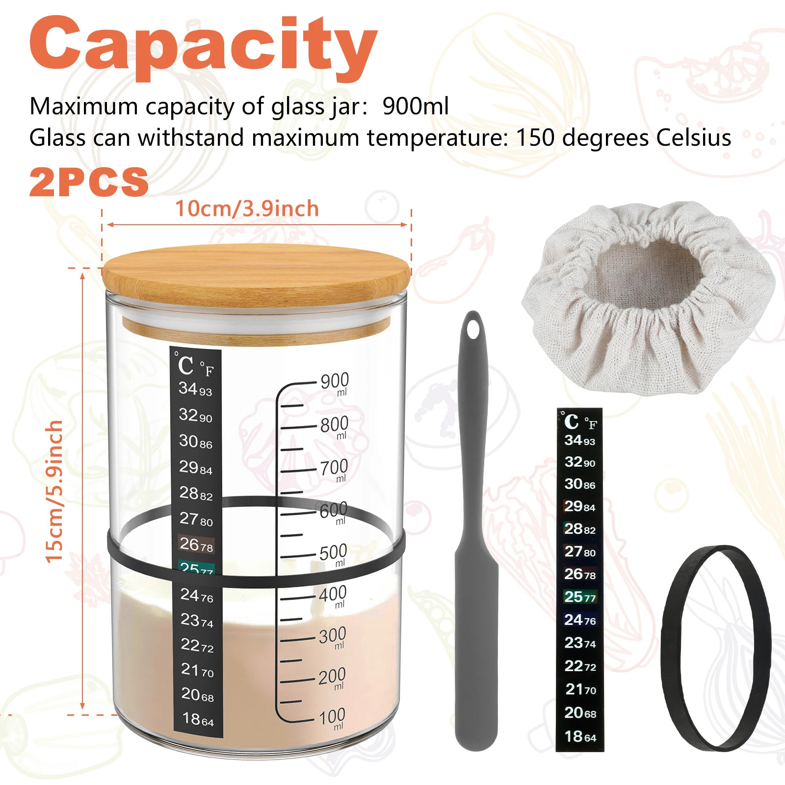 900 ML Sourdough Starter Jar Kit Large Capacity Reusable Sourdough Starter Conta
