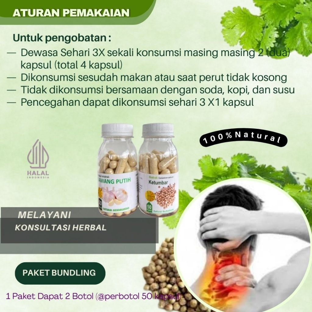 Herbal Heart Support Garlic & Coriander Capsules 2 Bottles Indonesia