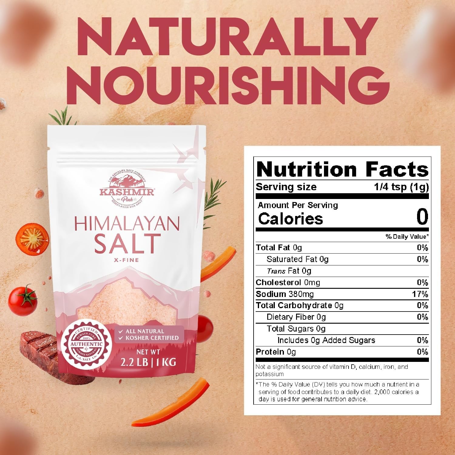 Kashmir 2.5 Lbs Pink Himalayan Salt Jar, X-Fine | 100% Pure, Food Grade with …