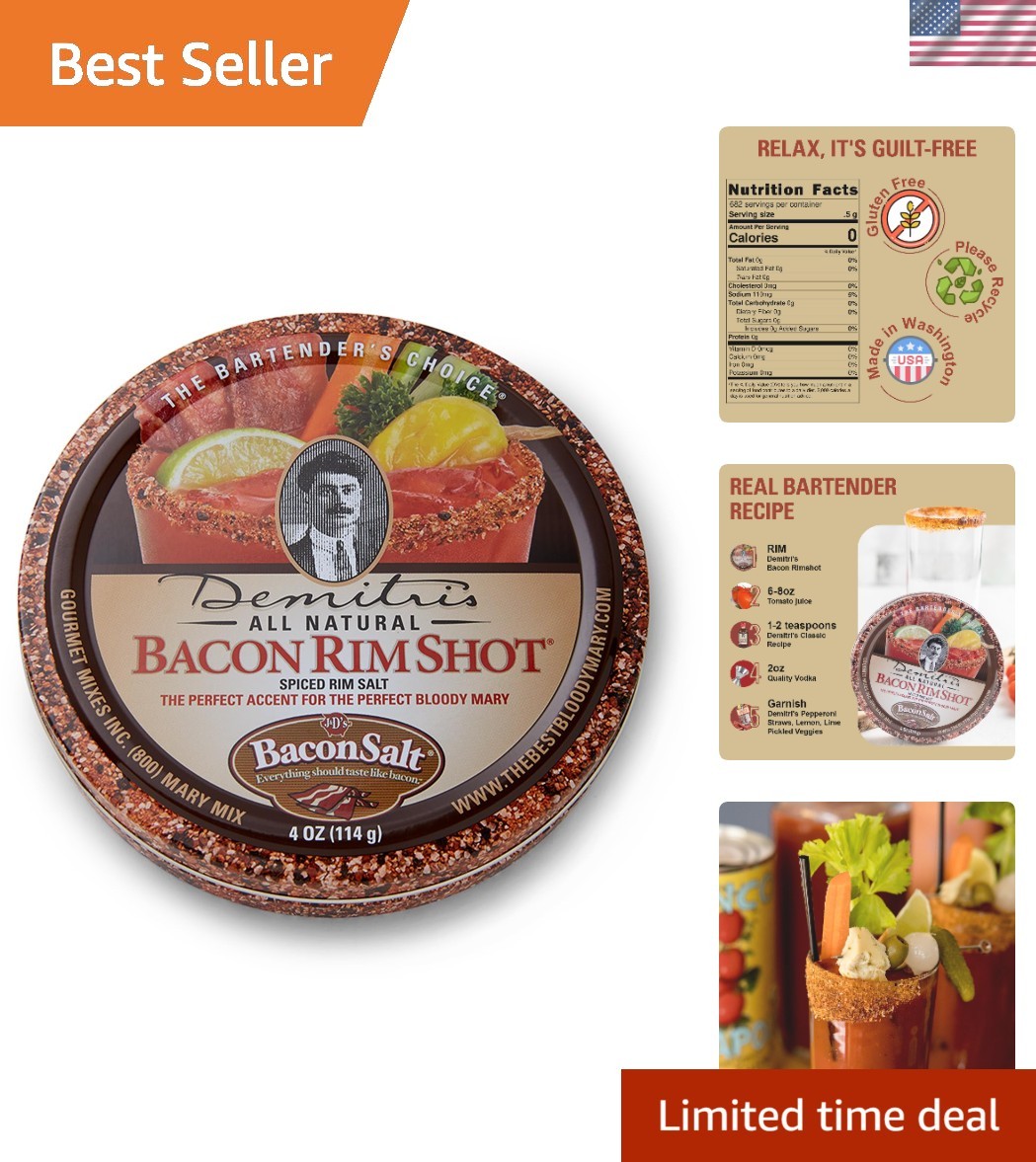 Versatile Bacon RimShot Salt Rimmer for Cocktails – 4oz Perfect for Gatherings