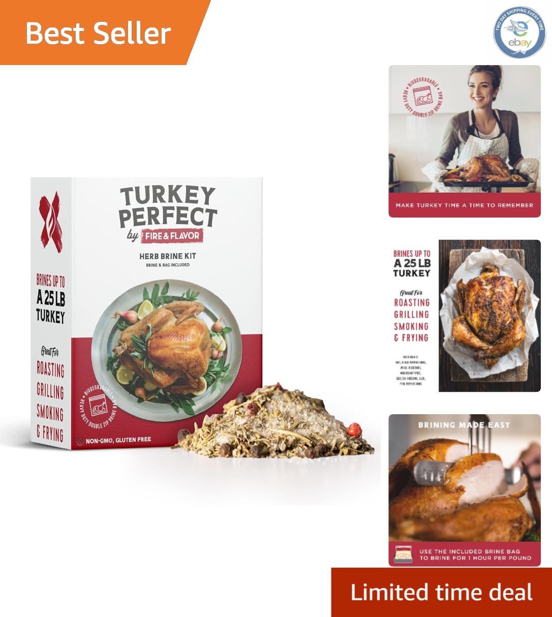Ultimate Turkey Brining Kit: Natural Herbs, Recipes & Double-Zipper Bag Included
