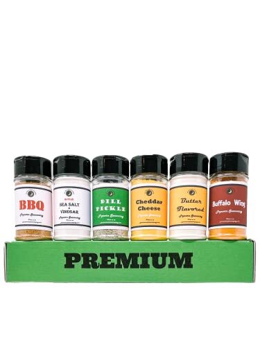Popcorn Seaasoning Classic 6 Pack | Dill | Buffalo Wing | Cheddar | Sea Salt & V