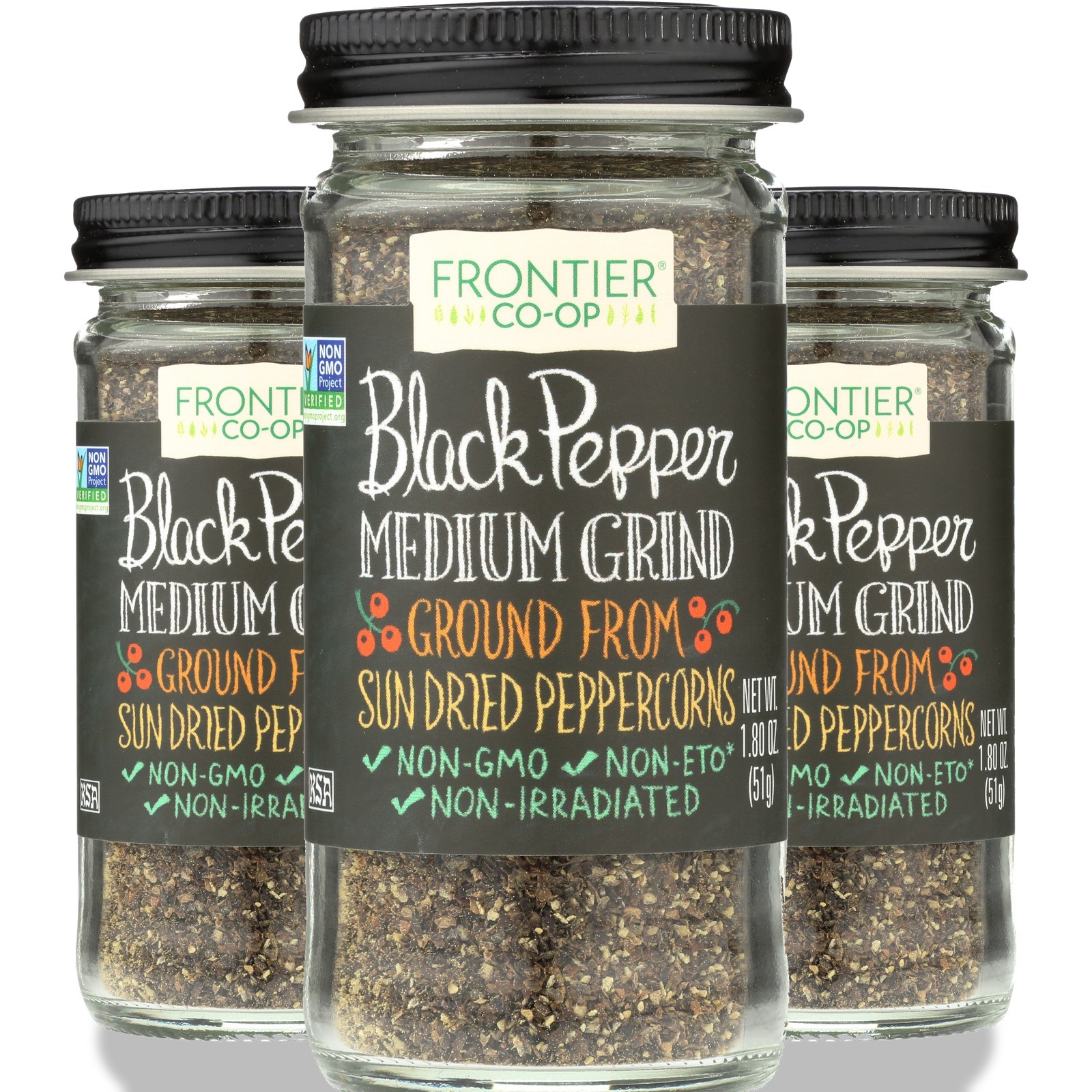 Frontier -Op Co-Op Black Pepper Medium Grind 1.8 Oz 3 Pack