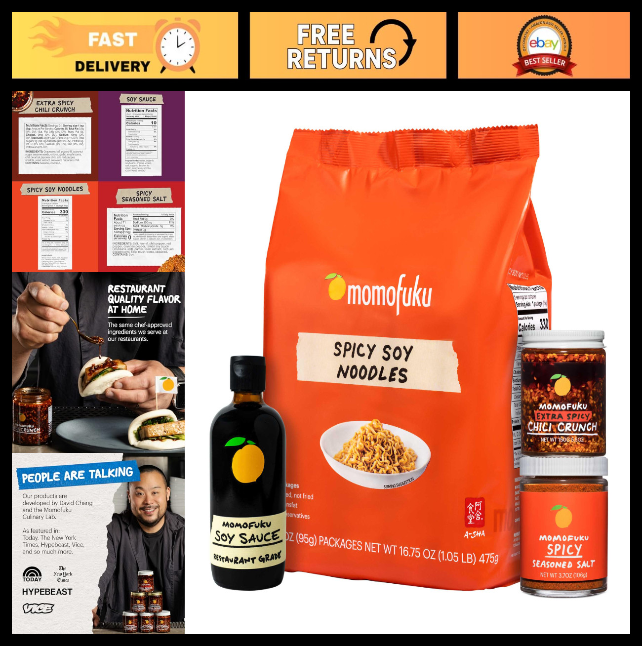Spicy Ramen Starter Pack with Extra Chili Crunch, Soy Sauce & Seasoning Gifts